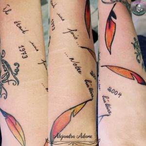 In tribute to an old lost friend his calligraphie and some feathers to complete this arm. 💗🌹💗🌹💗🌹💗🌹💗🌹💗🌹 #tattoo #tatuaje #tatouage #calligraphytattoo #tatuajecaligrafia #tatouagecalligraphie #tributetattoo #tatuajehomenaje #tatouagehommage #featherstattoo #tatuajeplumas #tatuajedepluma #tatouageplume #tatouageplumes #calligraphy_art #calligraphy #caligrafia #calligraphie #calligraphyartwork #plumes #plume #tattoodo #tattoolover #tattoolovers #ferneyvoltaire #tattooferneyvoltaire 