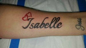 Designed & tattooed by Paul Weston.My daughter's name - Isabelle. Done at my house. 