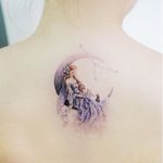 Fairy tattoo by Tattooist Banul #TattooistBanul #fairytattoo #fairytattoos #fairy #wings #magic #folklore #fairytale #moon #constellation #flower #floral #back #watercolor