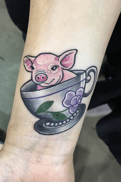 Teacup pig tattoo neotradition piglet 