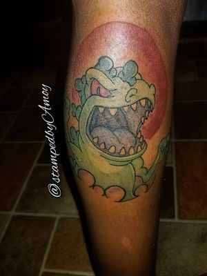 Rugrats Reptar Leg Tattoo