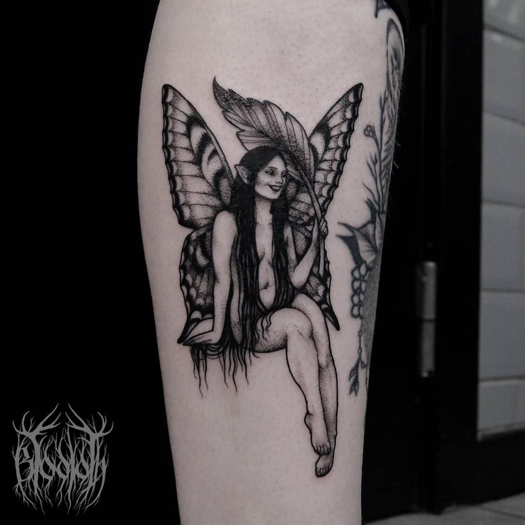 Dark fairy by Lilith April  Fairy tattoo Fairy tattoo designs Fairy wing  tattoos
