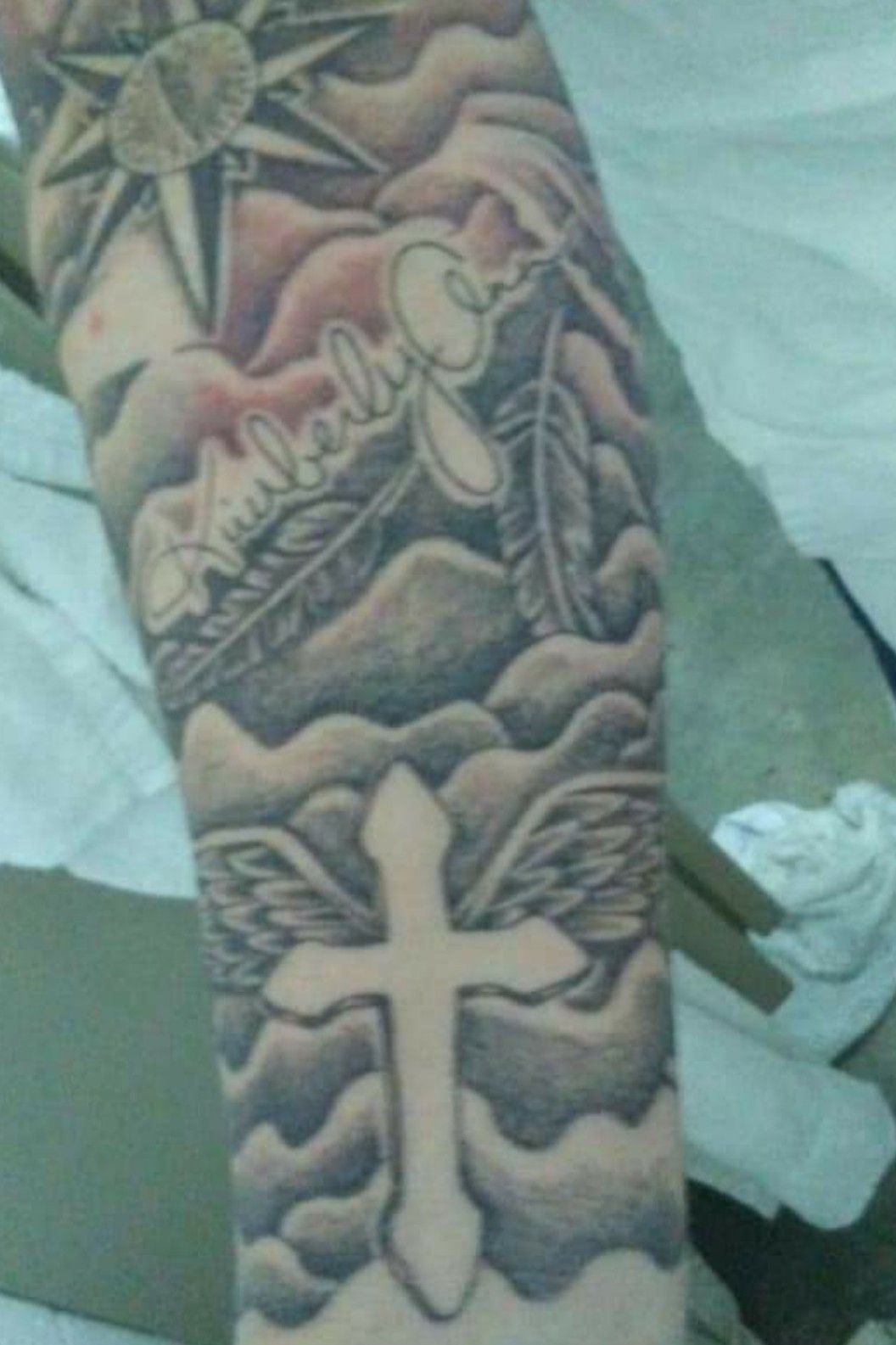 tattoo art gothic cross with a sky background white and black  Arthubai