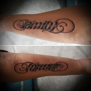 "Family/Forever" ambigram. Bitchin session 👌