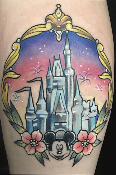 Disney castle with mickey tattoo where dreams come true 