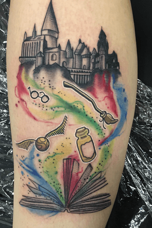 Watercolor harry potter tattoo 