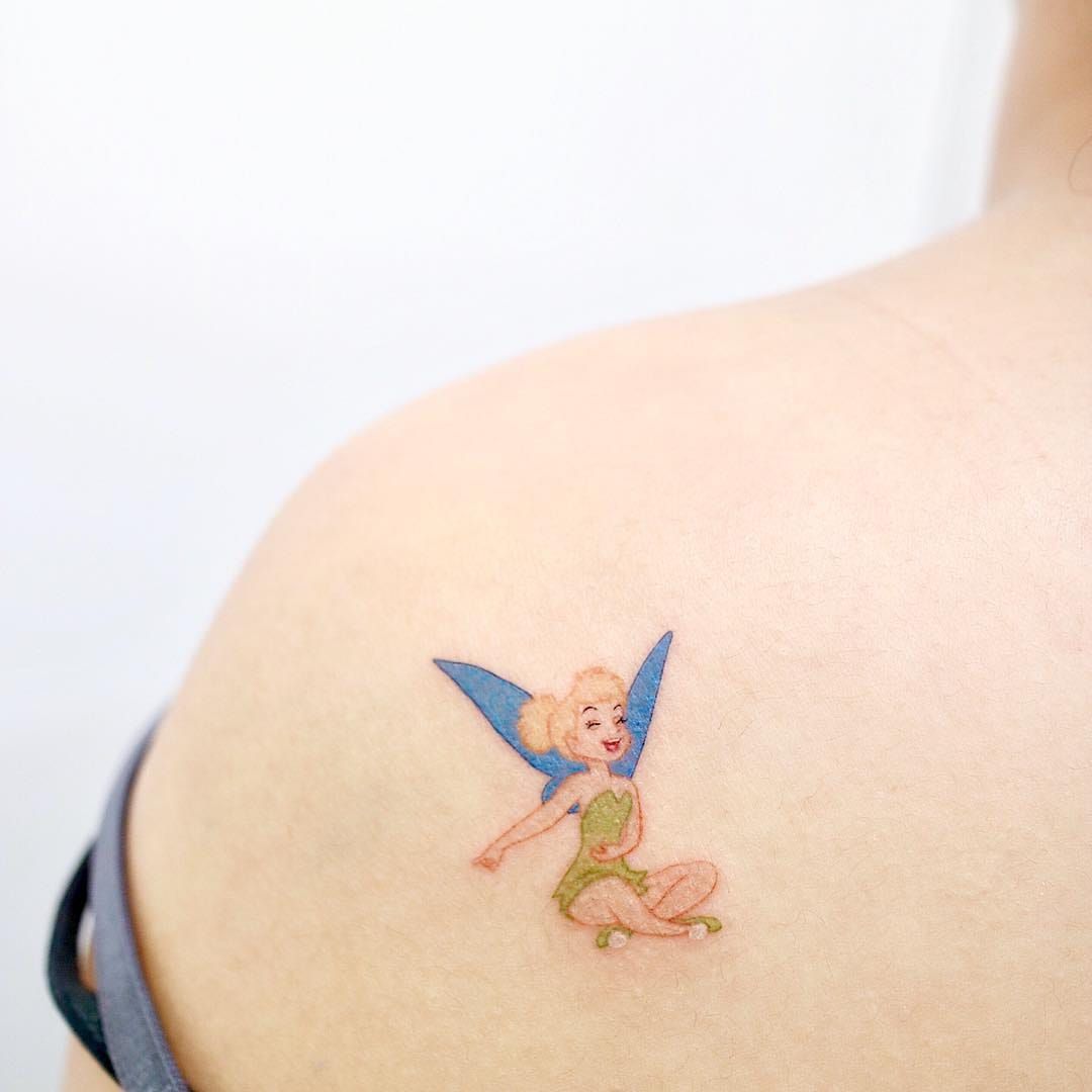 Tinker Bell Fairy Nail Tattoos Illustrated Nail Art Tattoos 