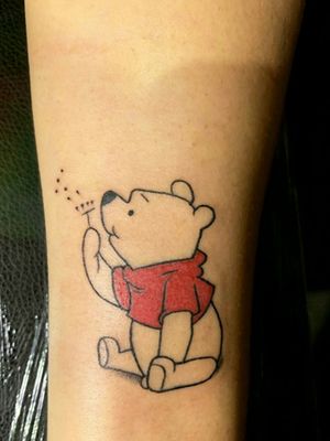 Pooh Bear  Do this couple tattoos childhood cartoon characters love to do this...To book appointment call now 7973316932