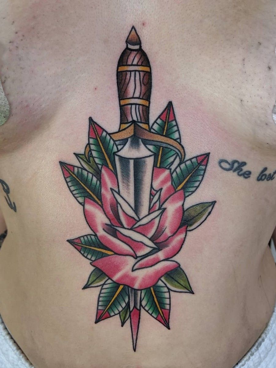 Traditional Dagger Tattoo  Visions Tattoo and Piercing