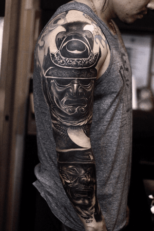 Samurai full arm sleeve tattoo