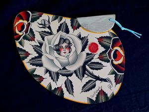 Phil DeAngulo for The Tattoo Fan Club produced by Stef Bastian #TheTattooFanClub #StefBastian #tattooart #Japanesefan #charityfundraiser #PhilDeAngulo #rose #ladyhead #flowers #traditional