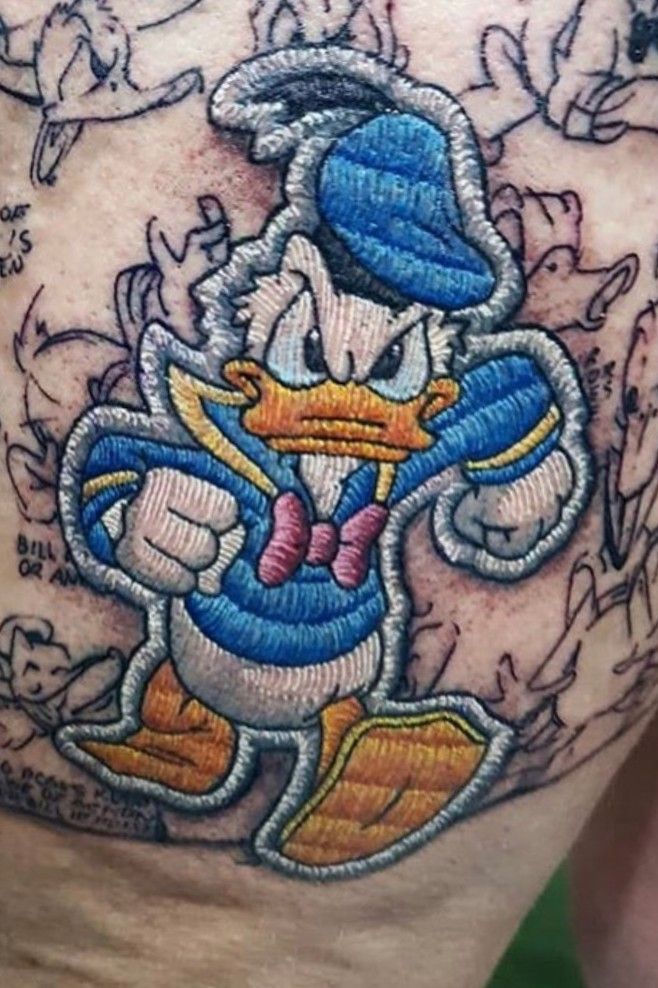 Mix  Artist Creates Embroidered Patch Tattoos That Look Like Theyre  Stitched into Skin  Cover tattoo Tattoos Stitch tattoo