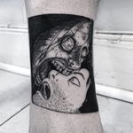 Horror tattoo by Frankie Sexton #FrankieSexton #darkart #horrortattoo #horror #darkarttattoo #darkness #evil #wicked #satanic #demonic #dark #blackwork #illustrative #linework #dotwork #anime #manga #junjiito
