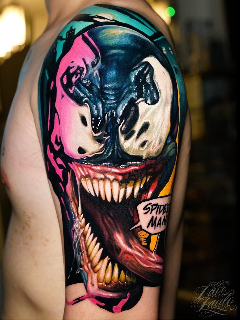 Venom and spiderman tattoo