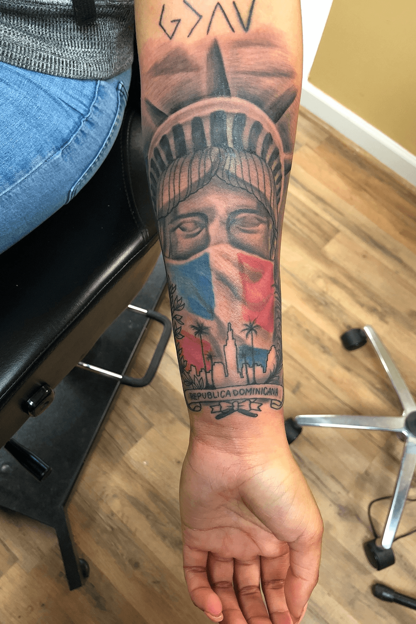 Puerto Rican and Dominican flag tattoo  Flag tattoo Tattoos Bicep tattoo
