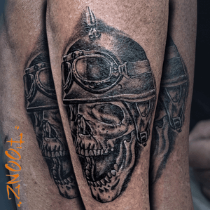 Fun skull i designed and tattooed! #skull #blackandgrey