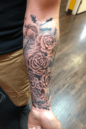 Black and grey roses work in progress. One more session to finish 
