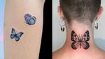 Butterfly tattoo on the left by Song E Tattoo and butterfly tattoo on the right by Pied Poppy #PiedPoppy #SongETattoo #butterflytattoo #butterflytattoos #butterfly #moth #wings #insect #nature