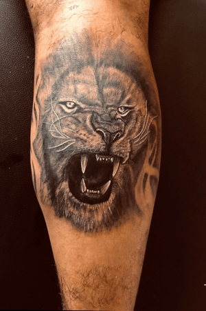 #lion #liontattoo #realism #blackandgrey #nature #simple #firstsession #realistic #realisticanimal