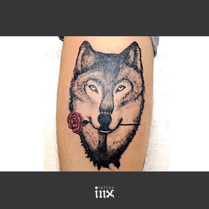 Wolf with a rose.