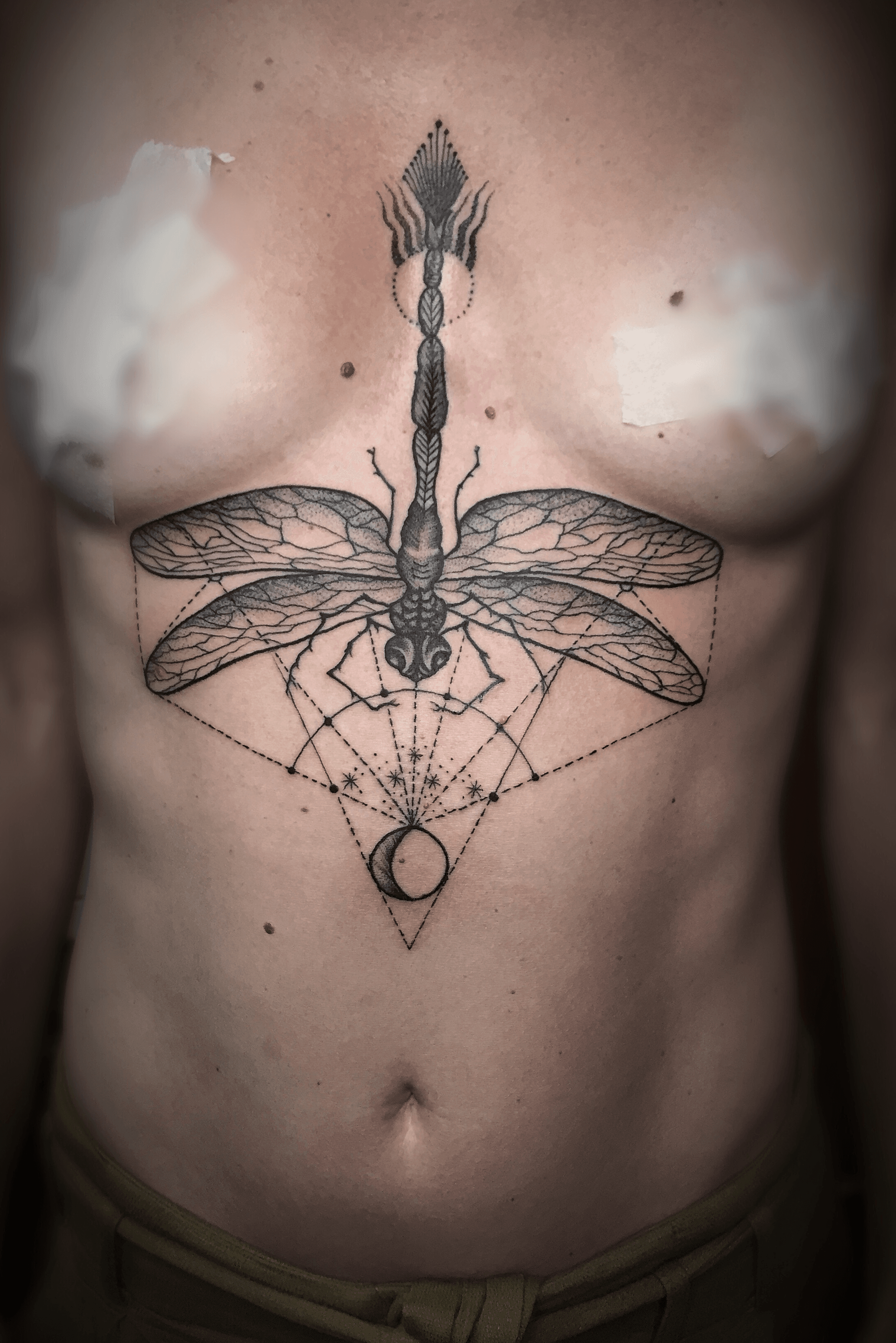 Dragonfly chest tattoo by Noksi 33 Bordeaux France  Dragonfly tattoo  Tattoos Tattoo salon