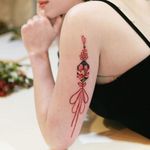 Red lotus norigae #tattoo #norigaetattoo #fantattoo #peonytattoo #colortattoo #flowertattoo #tattooistsion