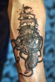 Kraken Ship Tattoo