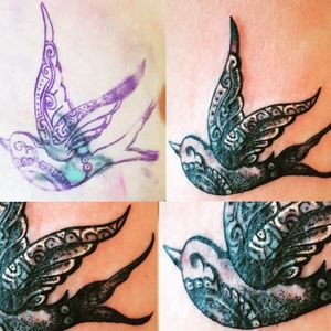 Tiny Swallow Cover-Up of an even tinier Swallow#Swallow #SwallowTattoo #CoverUp #CoverUpTattoo #TinyTattoo #Dotwork 