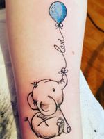Sketch Elephant Tattoo with Childs Name #Elephant #ElephantTattoo #KidsNames #ForMyKids #Sketch #SketchTattoo #SketchStyle #CuteTattoo  