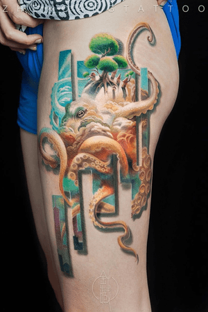 Tattoo work by Just Shao（zhencang tattoo）#octopus #devilfish#JustShao #Realism#surrealism