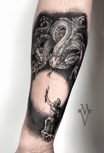 Hydra, Heracles, greek mythology, forearm tattoo
