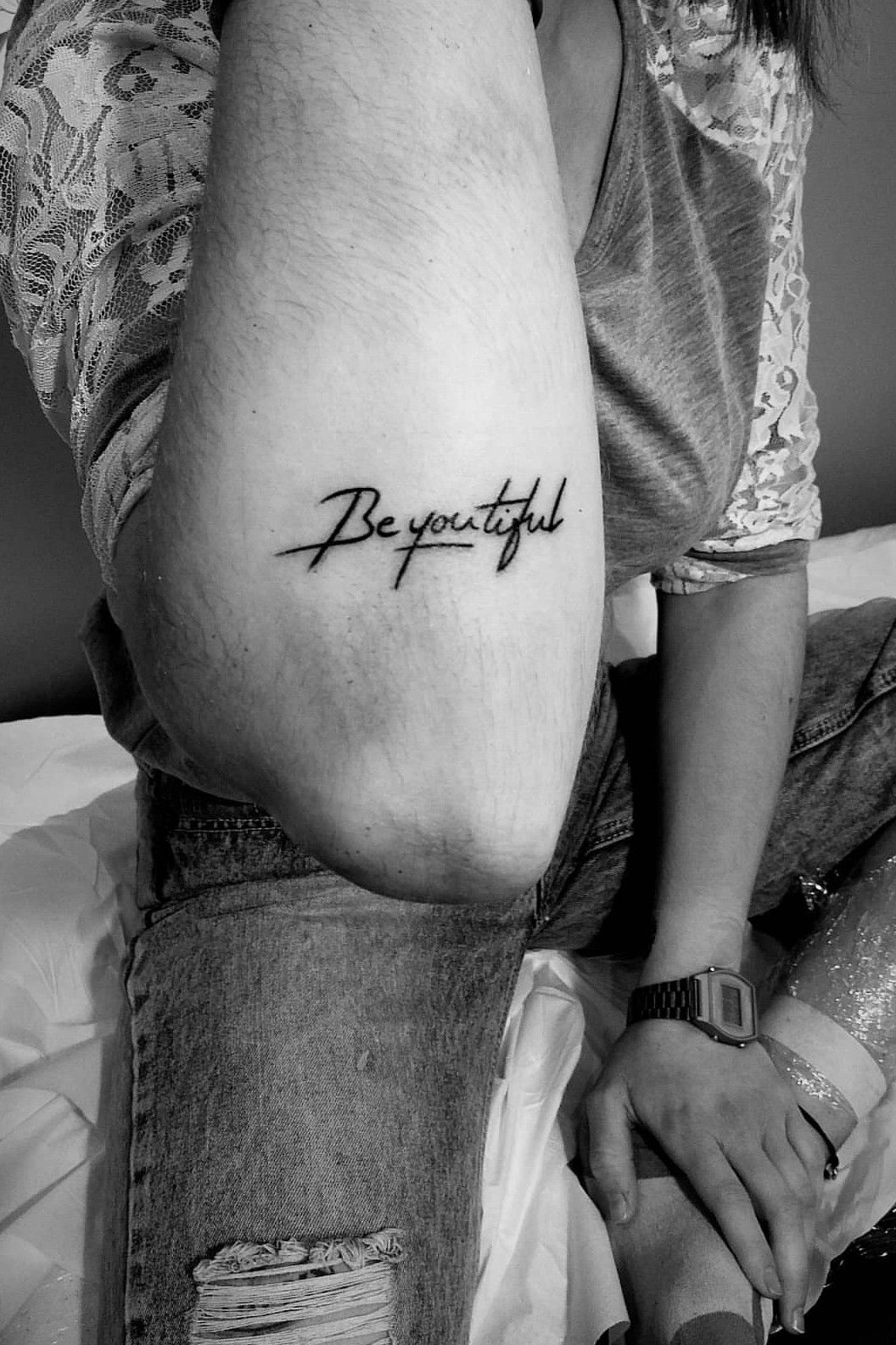 Beyoutiful  tattoo lettering download free scetch