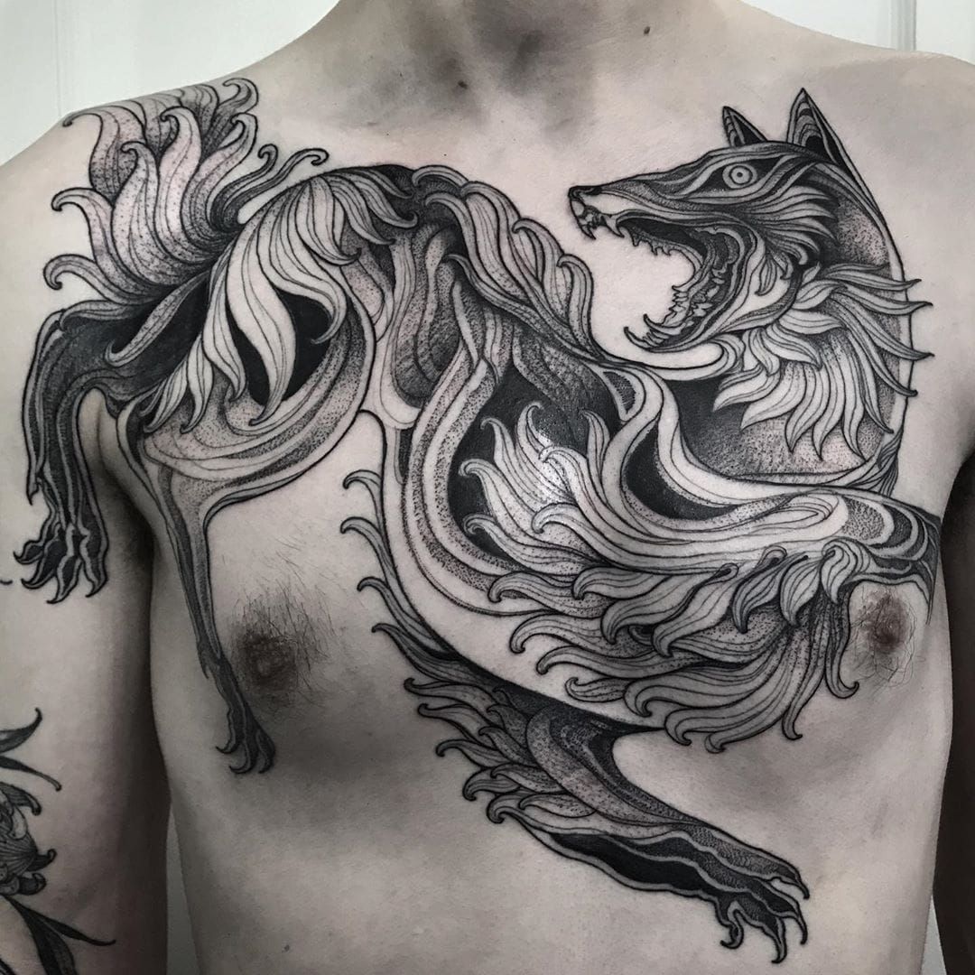 I really like this Ive never seen anything like it before  Wolf tattoos  Tattoos Lion tattoo
