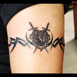 Armband shield tattoo - gladiator at OUCHFor bookings call 7382521886, 9848597806.