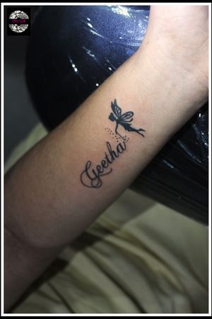 Name-fairy tattoo at OUCHFor bookings call 7382521886, 9848597806.
