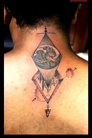 Geometric tattoo at OUCHFor bookings call 7382521886, 9848597806.