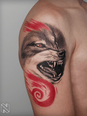 W O L F F#wolf #red #wolftattoo #Inkjecta #silverback #inkitup #ink #linework #art #tattooart #inked #realismtattoo