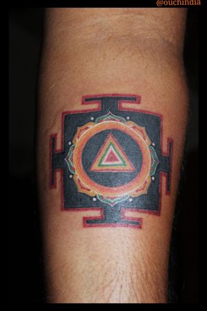 Yantra tattoo at OUCH.                                                  For bookings call at 7382521886, 9848597806
