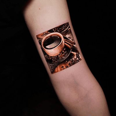 But first coffee ☕️ #realism #realismtattoo #realistictattoo #coffee #coffeetattoo 