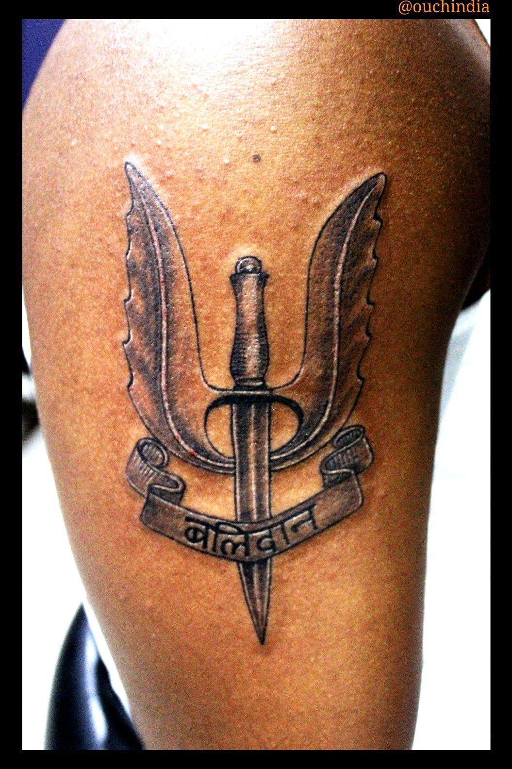 inkscripttattoos  Balidan badge is worn by Para special forces of Indian  Army This guy is a special body builder from others so as a tribute to him  added a dumbbell to