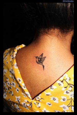 Hummingbird tattoo at OUCH.                                                                   For bookings call at 7382521886, 9848597806