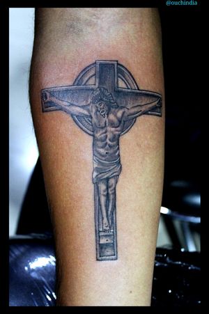 Christ tattoo at OUCH.                                      For bookings call at 7382521886, 9848597806