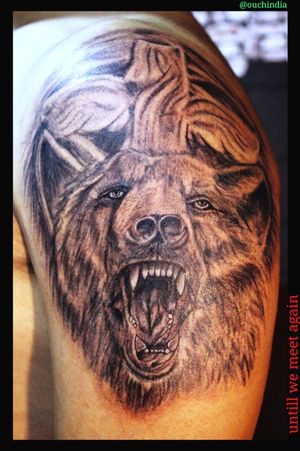Bear tattoo at OUCH. For bookings call at 7382521886, 9848597806