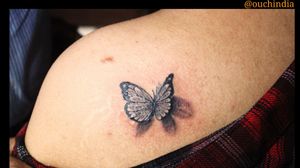 Butterfly realism tattoo at OUCH. For bookings call at 7382521886, 9848597806