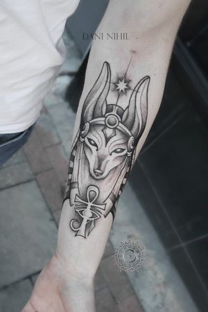 Another anubis but this time in beautiful blackwork style by Dani Nihil For bookings and enquiries: crimson.tears.tattoo@gmail.com #londontattoo #TattooLondon #BlackworkTattoos #Anubistattoo #tattooart #armtattoos 