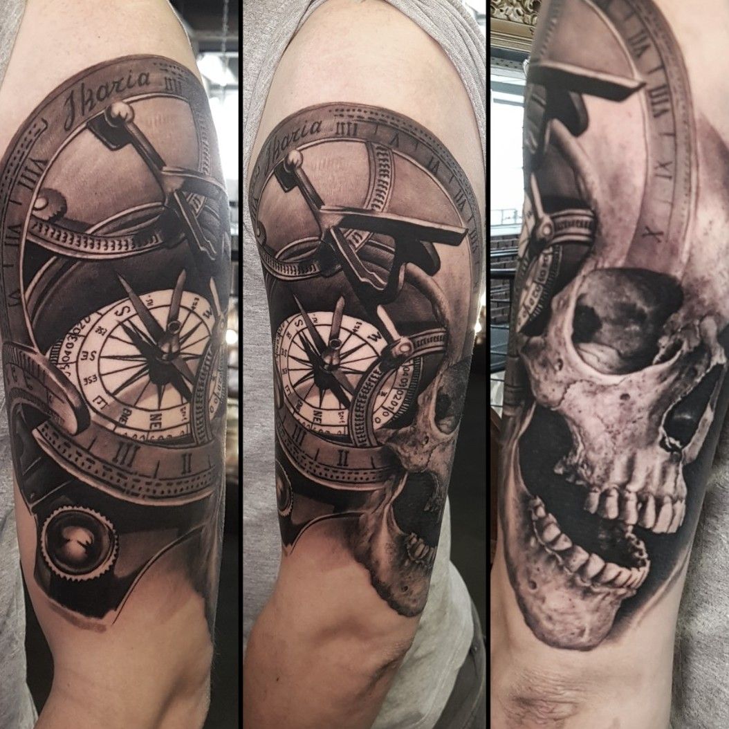 Tattoos  Pirate skull tattoos Pirate compass tattoo Hand tattoos for guys