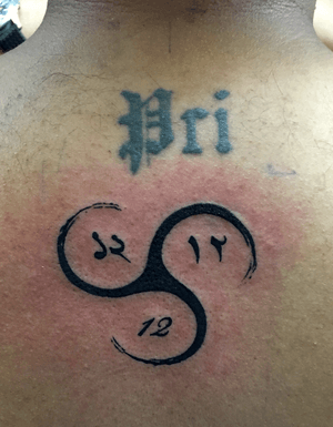 Pri stands for my wife’s short form and thw below one is a celtic sumbol for infinite love, the symbol includes my wedding anniversary 12/12/12