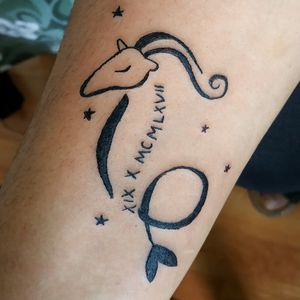 Capricorn tattoo - Modified design to include birth date