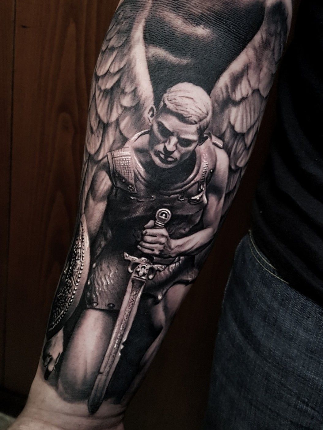 The 95 Best Guardian Angel Tattoos for Men  Improb  Guardian angel tattoo  designs Forearm tattoo men Angel tattoo men