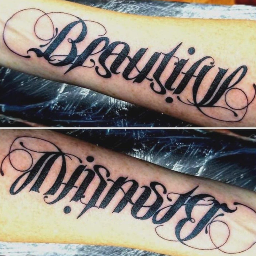 PermaGrafix Tattoo  Beautiful Disaster Ambigram tattoo I completed on  Jessica yesterday  Facebook